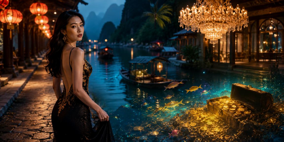 Đêm chợ Ninh Bình với ánh đèn neon và người chơi casino trực tuyến trên điện thoại